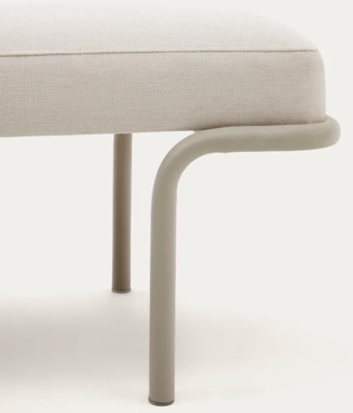 Banc en chenille beige avec une structure en métal beige 130 cm (4)