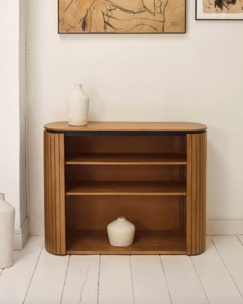 Estantería de madera maciza de mango y metal pintado negro 120 x 90 cm (5)